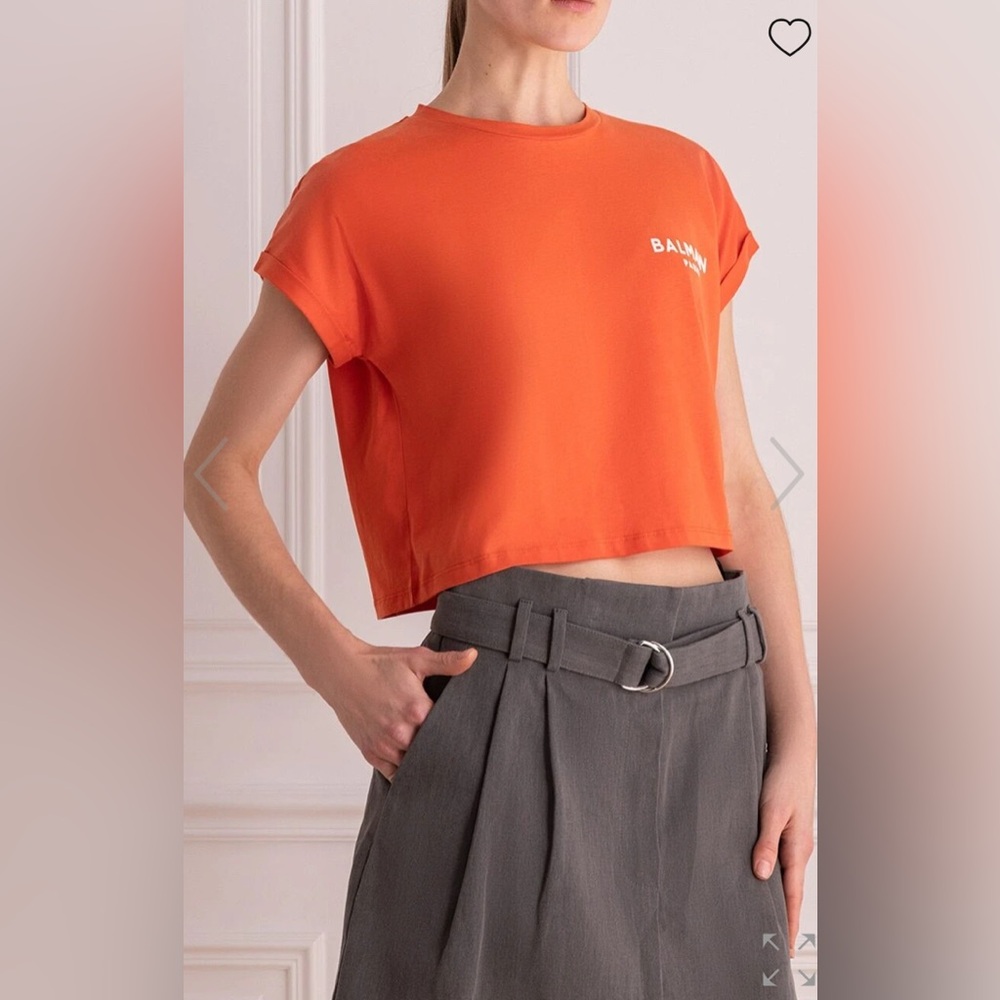 Balmain
Graphic Print Crew Neck Crop Top
